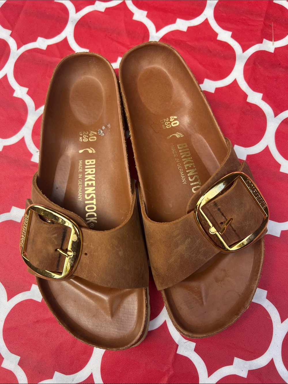 Birkenstock Kids Single Buckle Slide Sandals in Brown with Gold Buckles